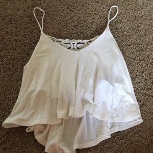 White crop loose tank top